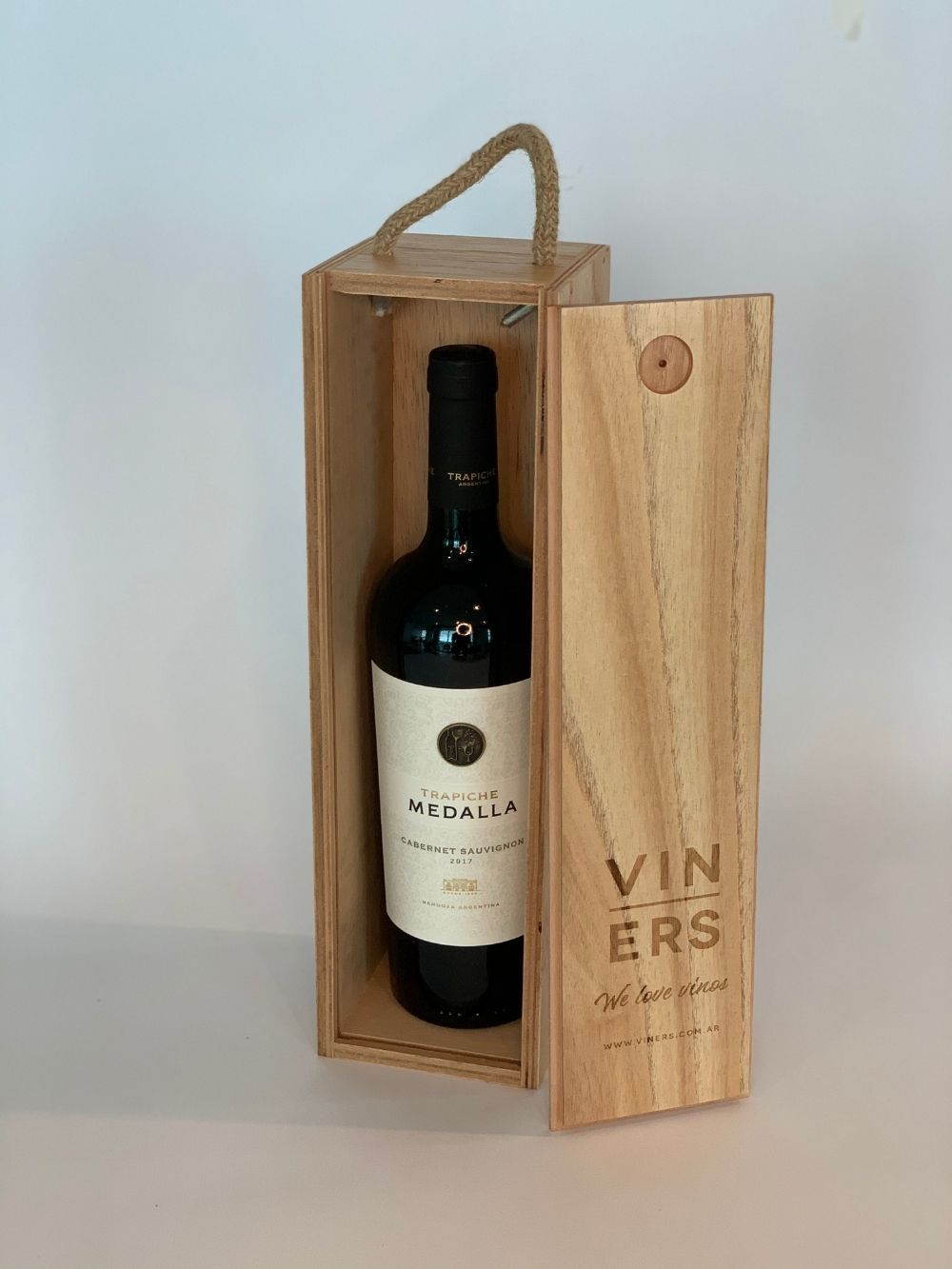 Estuche de Madera para 1 Botella Accesorios Viners