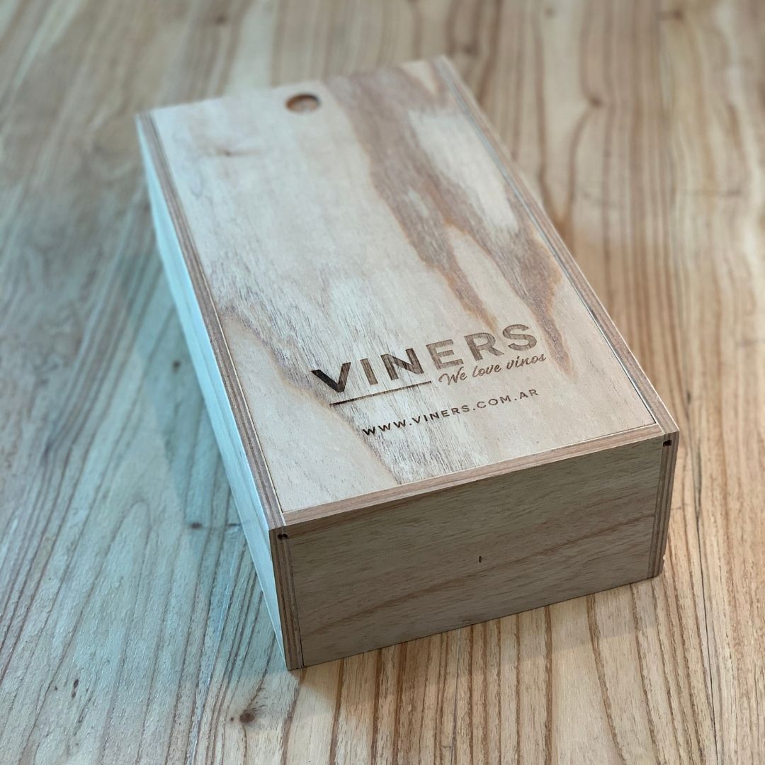 Estuche de Madera para 2 Botellas Accesorios Viners
